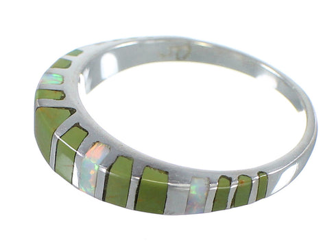 Southwestern Authentic Sterling Silver Turquoise Opal Inlay Ring Size 6-1/4 AX83082